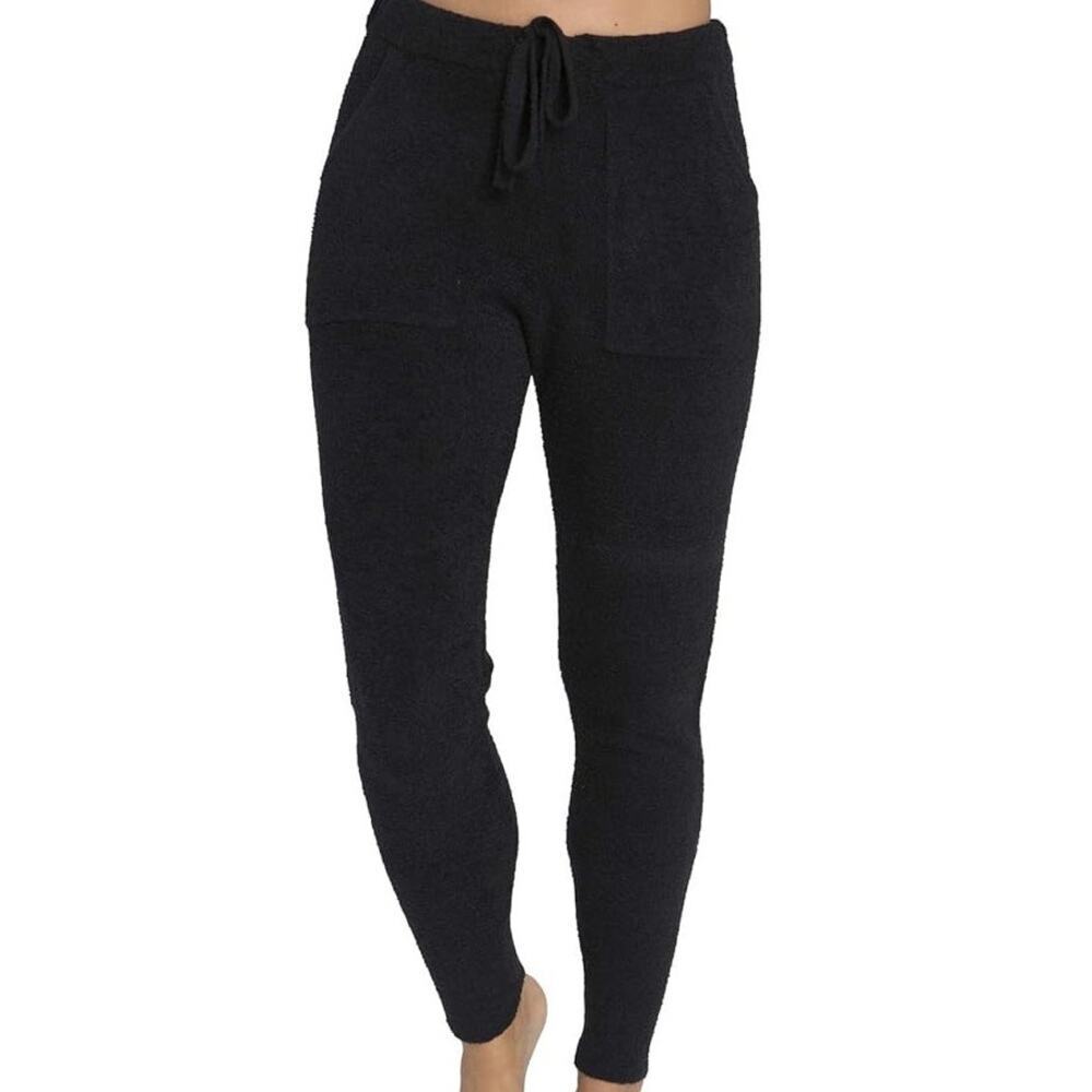 Barefoot Dreams Black CozyChic Lite Soft Knit Jogger Pants Women's Large NEW